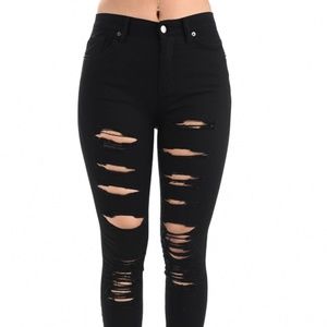 Plus High Rise Distressed Stretch Skinny Jeggings